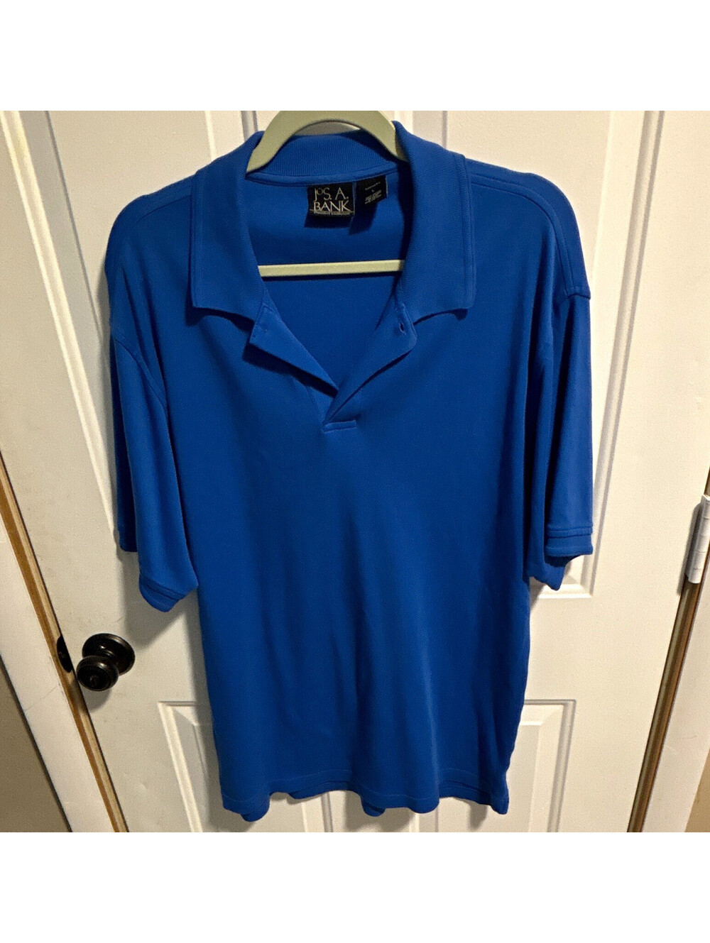 Jos. A. Bank Traveler's Collection Men’s L Blue Solid Tailored Fit Cotton Polo